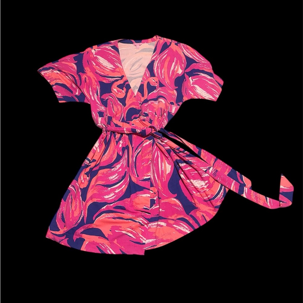 Lilly Pulitzer Vibrant Pink and Navy Midi Dress